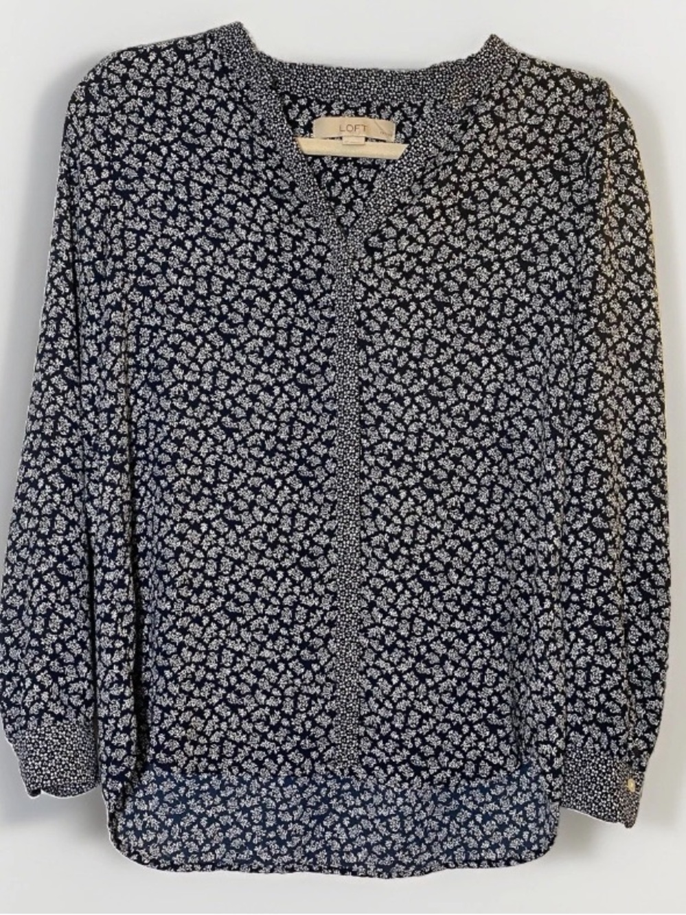 LOFT Women’s Small Petite Blouse Floral Sheer Long Sleeve Button Up